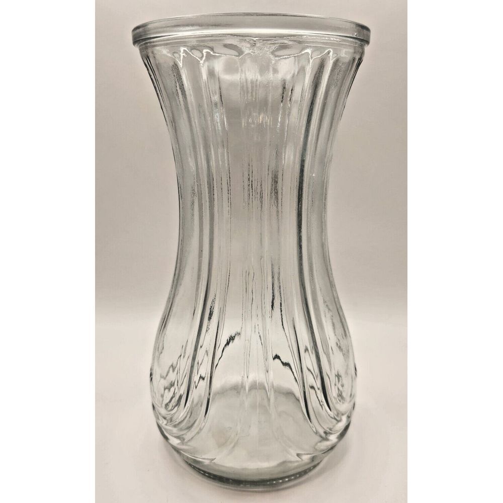 Vintage Hoosier Clear Glass Flower Vase w/"Harp" Pattern Number 4086-B. - Picture 2 of 8